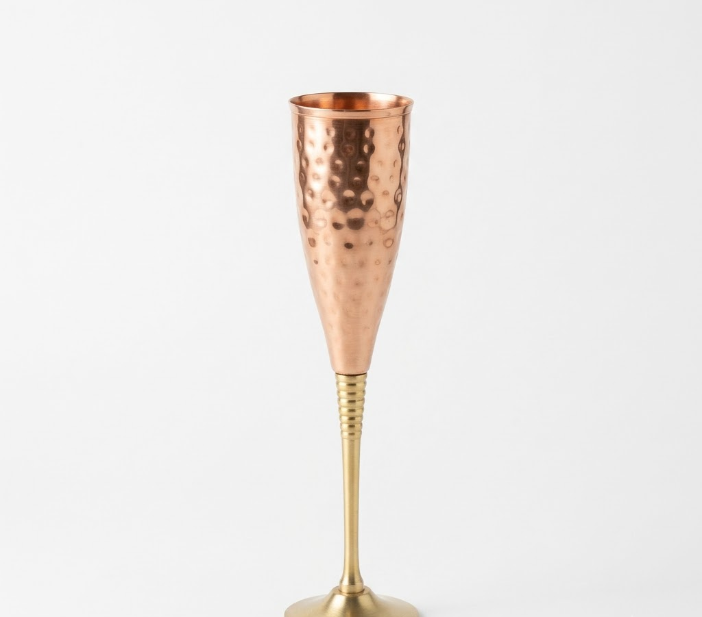 Handcrafted Copper & Brass Champagne Flute Glass thumbnail 4