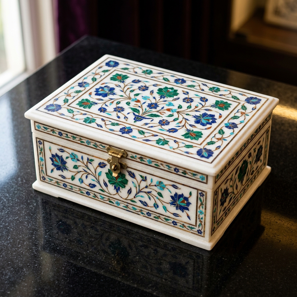 Marble Inlay Jewellery Box